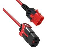 zLOCK 2m IEC 320 Dual Locking Power Cable C13 to C14 17AWG 1mm RED