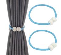 ZLONGYAN Magnetic Tie Backs for Curtains, Pearl Ball Tiebacks, Effective for Home, Office, Hotel Decoration (Blue)