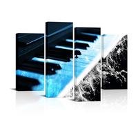 Zlove Piano Keyboard Canvas Wall Art Modern Musical Instrument Painting Prints Pictures for Studio Living Room Decor, 4Pcs