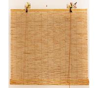 Zlovne Natural Reed Curtain Retro,Roman Blinds Louver Window,Bamboo Roller Blinds Hand-Woven Sun Shade,Breathable/Anti-Uv,for Garden/Balcony/Window,Customizable Size (70x140cm/28x55in)
