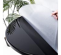 Zlovne Round Matte Plastic Table Cloth,Clear Table Cover,Family Dinner Party Table Protector,1 mm Thick Soft Glass Transparent Tablecloth for Wood Coffee Table/Writing Desk (Diameter 105cm/41.3inch)