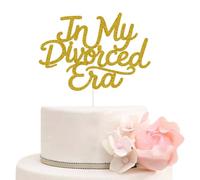 ZLPDS In My Divorced Era Cake Topper, Just Divorced/The End of An Error Divorce Party Decoration, Funny Breakup Party Sign, Gold Glitter
