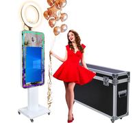 ZLPOWER Mirror Photo Booth 21.5" Touch Screen Camera Selfie DSLR Magic Photobooth Machine Built-in Mini PC with Software RGB LED Ring Light and Flight Case for Event Rental Wedding Party