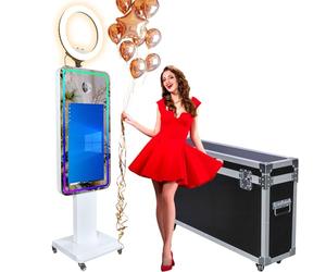 ZLPOWER Mirror Photo Booth 21.5" Touch Screen Camera Selfie DSLR Magic Photobooth Machine Built-in Mini PC with Software RGB LED Ring Light and Flight Case for Event Rental Wedding Party