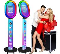 ZLPOWER Photo Booth for iPad 10.2'' 10.5'' 10.9" 11" 12.9" 13" Shell Stand Selfie Station Customized Logo Photobooth Machine with Beauty RGB Ring Light and Flight Case for Events Wedding Parties