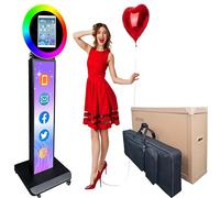 ZLPOWER Photo Booth Selfie Station for iPad 10.2'' 10.9'' 11" 12.9'' Shell Stand with Customized Logo Photobooth Machine and RGB LED Ring Light with Bags & Honeycomb Boxes for Christmas Rental