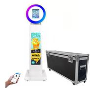 ZLPOWER Portable Photo Booth for 10.2'' iPad Stand Shell Metal Selfie Photobooth Machine with Software APP Control LCD Screen Play Video Pictures Adjustable RGB Light Ring for Parties Wedding Rental