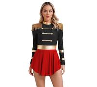 ZLPTR Women's Dress Circus Role Play Animal Trainer Costume Halloween Outfit Fringe Magic Performance Costume(Black,XL)