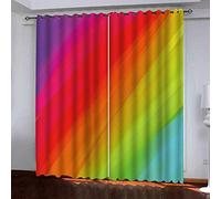 ZLQBed Blackout Curtains Rainbow Eyelet Super Soft Solid Thermal Insulated Ring Top Bedroom Curtains for Living Room Bedroom Nursery Kids Room, 2 Window Curtain Panels, 140 x 160 cm