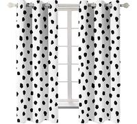 ZLQBed Blackout Curtains Simple Black And White Spots Eyelet Super Soft Solid Thermal Insulated Ring Top Bedroom Curtains for Living Room Bedroom Nursery Kids Room, 2 Window Curtain Panels, 280x250cm