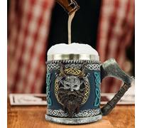 Zlqemik Beer Mug for Men, Stainless Steel Drinking Tankard, Gothic Coffee Drinking Cups, Large Capacity Beer Cup, 8.9x10.7x15.5cm, for Mother, Father, Friends