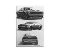 ZLQYHW American Sport Car Poster Hellcat SRT Muscle Car Decorative Canvas Family Bedroom Artwork Picture Painting 12x18inch(30x45cm)