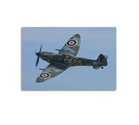 ZLQYHW British WWII Military Aircraft Poster Spitfire Fighter Aircraft Decorative Canvas Family Bedroom Artwork Picture Painting 12x18inch(30x45cm)