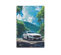 ZLQYHW German Luxury Car Poster White CLS 63 Sport Car Decorative Canvas Family Bedroom Artwork Picture Painting 20x30inch(50x75cm)