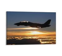 ZLQYHW Military Aircraft Poster US F14 Tomcat Fighter Plane Flying Under The Sunset Decorative Canvas Family Bedroom Artwork Picture Painting 12x18inch(30x45cm)