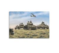 ZLQYHW Military Vehicle Poster Allied Column Decorative Canvas Family Bedroom Artwork Picture Painting 16x24inch(40x60cm)