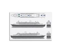 ZLQYHW RMS Queen Mary 2 Blueprint Poster Decorative Canvas Family Bedroom Artwork Picture Painting 12x18inch(30x45cm)
