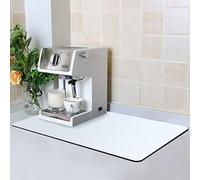 ZLR Coffee Mat - 12" x 20" Middle Kitchen Absorbent Dish Drying Mat for Countertop - Easy to Clean Coffee Bar Mat for Espresso Machine - Milk White