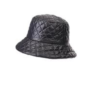 ZLSLZ Women Winter Bucket Hat Adjustable Down Quilted Plaid Cap Warm Fisherman Hat, Black, One Size