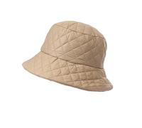 ZLSLZ Women Winter Bucket Hat Adjustable Down Quilted Plaid Cap Warm Fisherman Hat, Khaki, One Size