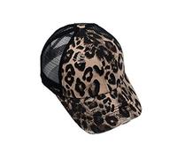 ZLSLZ Women's Baseball Cap, Leopard Print Hat for Girls, Trucker Cap with Ponytail Hole - Black, One Size