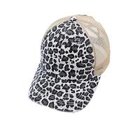 ZLSLZ Womens Girls Leopard Print Baseball Trucker Sport Golf Ponytail Pony Sun Hat Cap - grey - One Size