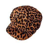 ZLSLZ Womens Retro 70s Leopard Ivy Newsboy Cabbie Gatsby Beret Hat Cap, Brown, M
