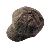 ZLSLZ Womens Woolen Tweed Ivy British Newsboy Cabbie Gatsby Beret Painter Hat Cap - Beige - One Size