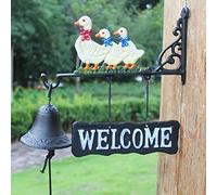ZLSNOBLE Cast Iron Dinner Bell Wall Hanging Welcome Bell Sign Farmhouse Doorbell Vintage Cute Duck Decoration Outdoor Home Patio Decorations