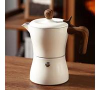 ZLSNOBLE Italian Coffee Percolator Stovetop For Espresso, 3 Cup Aluminum Coffee Moka Pot, Moka Coffee Pot With Wooden Handle(White)
