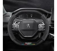 ZLSXTN Suede Steering Wheel Covers for Peugeot 208 2023 2024 2025,Carbon fiber Sporty Look Enhanced Grip Soft Touch Steering Wheel Protector Hand Made Stitching Durable Match Car Interior,Black