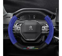 ZLSXTN Suede Steering Wheel Covers for Peugeot 208 2023 2024 2025,Carbon fiber Sporty Look Enhanced Grip Soft Touch Steering Wheel Protector Hand Made Stitching Durable Match Car Interior,Blue