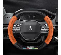 ZLSXTN Suede Steering Wheel Covers for Peugeot 208 2023 2024 2025,Carbon fiber Sporty Look Enhanced Grip Soft Touch Steering Wheel Protector Hand Made Stitching Durable Match Car Interior,Orange