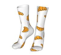 Zltegako Croissant Bakery Cake Sweet Socks, Novelty Funny Crew Socks Gift for Men Women Teen, Black, One Size