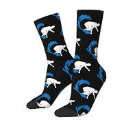 Zltegako Surfer Socks, Funny Novelty Crew Socks for Men Women Teen, White, One Size