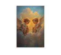 ZLTOFJ Cherubim Poster with Oil - Style, Sitting on Clouds And GazingModern Family Bedroom Office Decoration Celebrity Singer Music Movie Cartoon Poster Art Poster24x36inch(60x90cm) Unframe-style