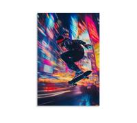 ZLTOFJ Skateboarder in Mid - Air on Vibrant Poster, Graffiti InspiredModern Family Bedroom Office Decoration Celebrity Singer Music Movie Cartoon Poster Art Poster20x30inch(50x75cm) Unframe-style