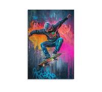ZLTOFJ Skateboarder in Mid - Air on Vibrant Poster, Graffiti InspiredModern Family Bedroom Office Decoration Celebrity Singer Music Movie Cartoon Poster Art Poster08x12inch(20x30cm) Unframe-style