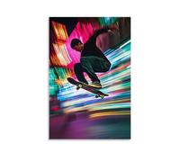 ZLTOFJ Skateboarder in Mid - Air on Vibrant Poster, Graffiti InspiredModern Family Bedroom Office Decoration Celebrity Singer Music Movie Cartoon Poster Art Poster16x24inch(40x60cm) Unframe-style