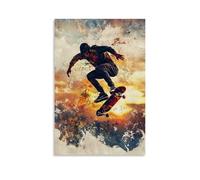 ZLTOFJ Skateboarder in Mid - Air on Vibrant Poster, Graffiti InspiredModern Family Bedroom Office Decoration Celebrity Singer Music Movie Cartoon Poster Art Poster20x30inch(50x75cm) Unframe-style