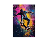 ZLTOFJ Skateboarder in Mid - Air on Vibrant Poster, Graffiti InspiredModern Family Bedroom Office Decoration Celebrity Singer Music Movie Cartoon Poster Art Poster24x36inch(60x90cm) Unframe-style