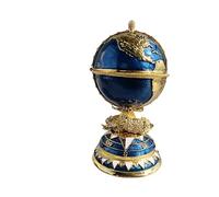 zltSunshine Enamel Big Globe Easter Egg Figurine Smooth sailing Jewelry Box Egg Hand Painted Trinket Container Globe Ornamental For Home & Office Decor