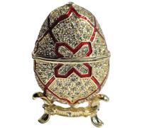 zltSunshine Hand Painted Enamel Easter Egg Jewelry Box With rhinestones Desktop Storage Trinket Box Ring Earring Organizer Faberge Egg Home & Office Decor Red
