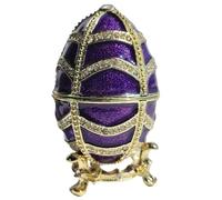 zltSunshine Hand Painted Enamel Easter Egg Jewelry Box with Sparkle Rhinestones Desktop Storage Faberge Egg Trinket Box Ring Earring Organizer Home & Office Decor Purple
