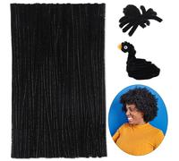 Zlulary Black Pipe Cleaners for Hair, 100 PCS Chenille Stems for Locs, Wig Weaving, DIY Halloween Decorations, Craft Supplies