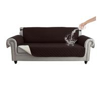 Zlune 3-Seater Reversible Sofa Cover, Water-Resistant, Chocolate/Beige | Water Resistant, Reversible, Non-Slip with Elastic Straps, Furniture Protection for Pets and Kids