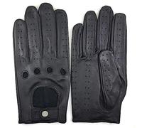ZLUXURQ Mens Italian Design Soft And Thin Excellent Lambskin Leather Touchscreen Black Driving Gloves