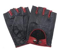 ZLUXURQ Mens Leather Full Mesh Fingerless Gloves Half Finger Driving Gloves