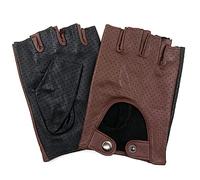 ZLUXURQ Mens Leather Full Mesh Fingerless Gloves Half Finger Driving Gloves