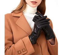 ZLUXURQ Women’s Cold Weather Gloves in Black - Genuine SheepSkin Womens Leather Gloves Cashmere Lined